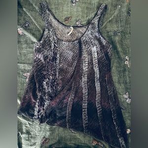 Free People Asymmetric Animal Print Ruffle Tank Violet Harmon ASO alt color
